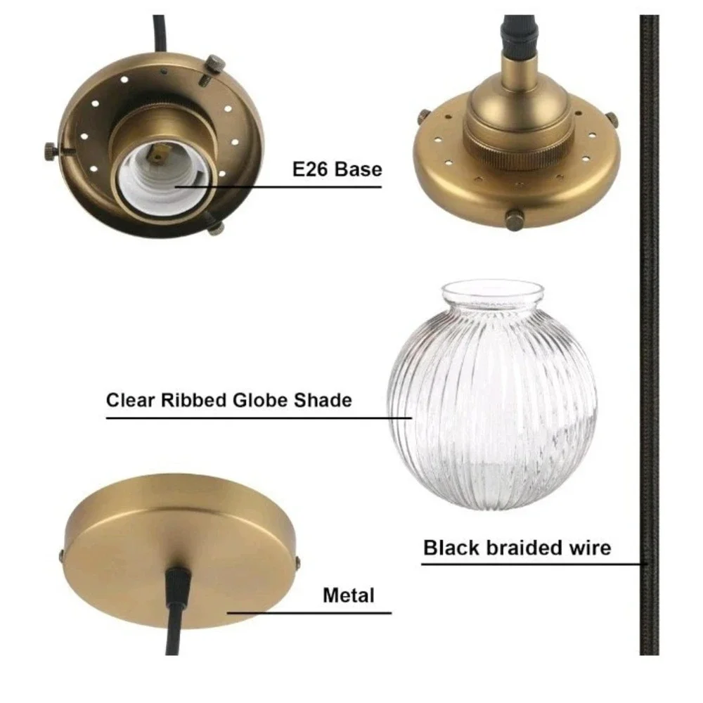 Yosoan 1-Light Vintage Kitchen Hanging Pendant Light Fixture, Single Hardwire...
